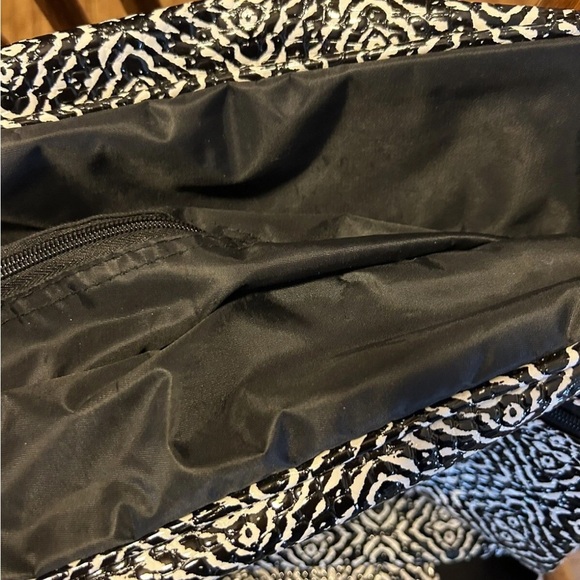 Nicole Miller Black and White Geometric Weekender Travel Bag - Picture 6 of 16